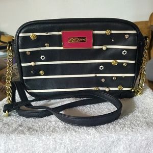 Betsey Johnson Black and White Striped Crossbody